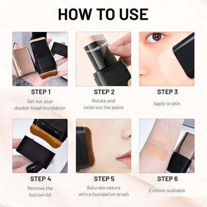 Korean 2-in-1 Glass Skin Foundation Stick by 18057, showcasing the sleek foundation stick with a smooth, luminous finish.