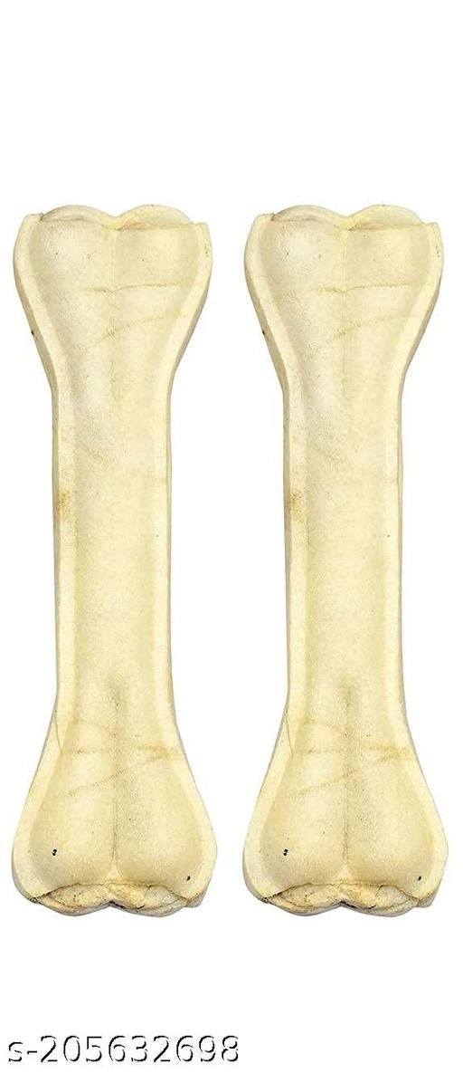 Rawhide bone treat for pets, shown in a pack of two, from 15929, with a focus on the treat's texture and packaging.