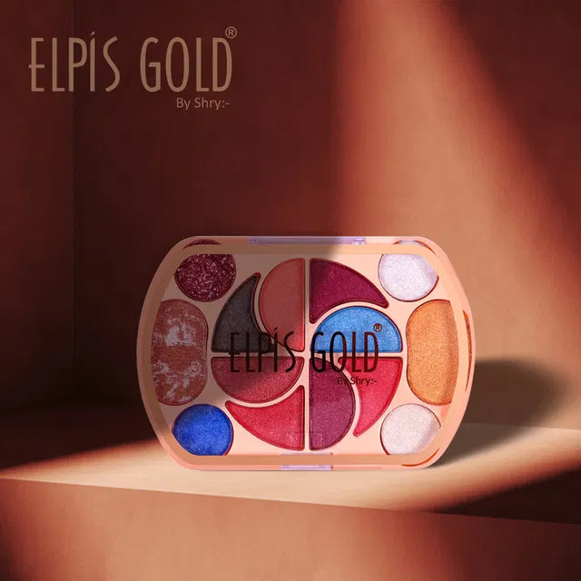 Elpis Gold Long Lasting Eyeshadow in 6255, close-up of eye shadow swatch with shimmering gold finish on palette