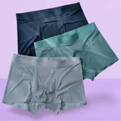 Men's Ice Silk Briefs Boxers from 34751, pack of 3, soft breathable fabric with a comfortable fit, shown in various colors.