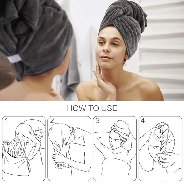 Ultra-soft coral fleece hair drying cap with cloud texture, perfect for bath towels and hair care. Brand 26072.