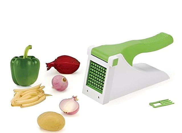 Heavy duty vegetable manual chopper and chipper with stainless steel blades and ergonomic handle for efficient vegetable prep.