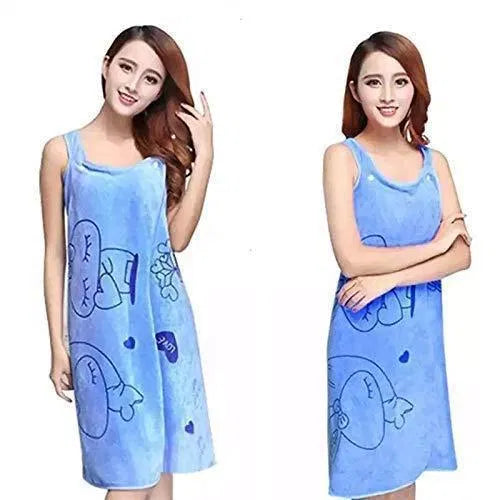 Soft microfiber wearable bath towel for women from 4485, shown draped around the body, in a pack of two.