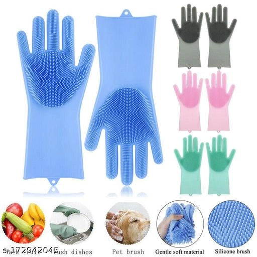Colorful silicone kitchen cleaning gloves from 15929, designed for versatile cleaning tasks in the kitchen.