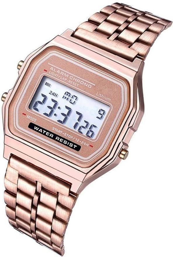 Casio unisex men's digital watch with black strap and digital display, showing time and date on a sleek black watch face.