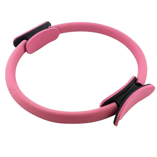 Pink Pilates exercise ring with padded handles, designed for core and strength workouts by 1238.