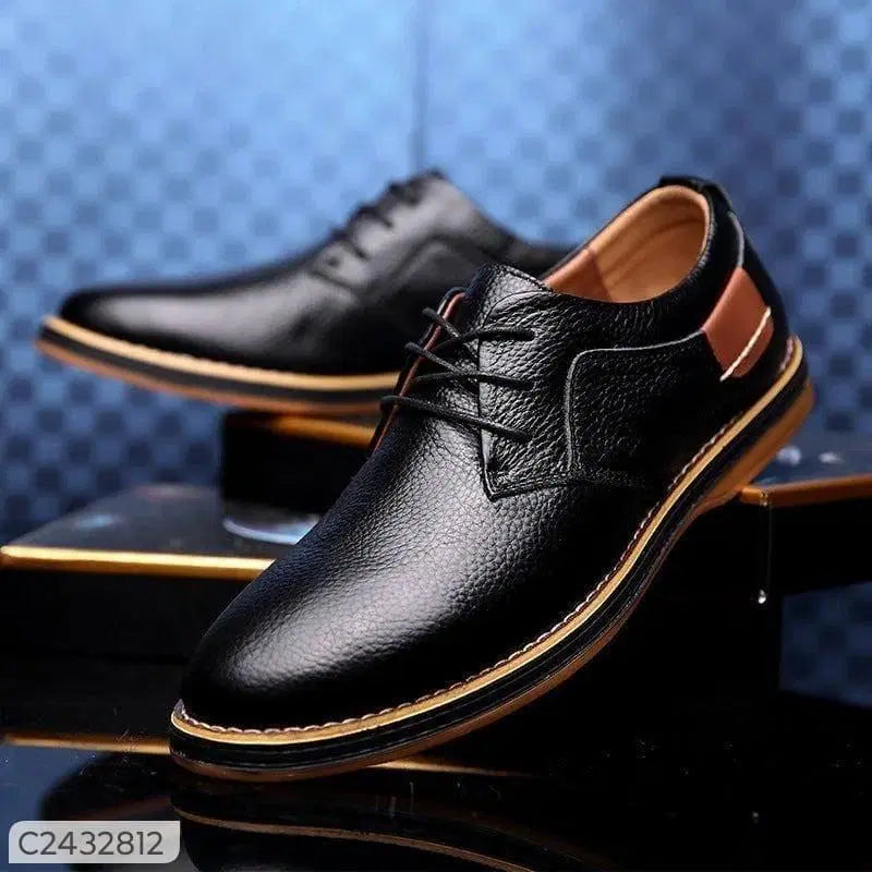 Men's black Derby semi-formal shoes by 34608, featuring a sleek design with lace-up closure and polished leather finish.