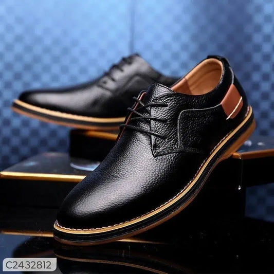 Men's black Derby semi-formal shoes by 34608, featuring a sleek design with lace-up closure and polished leather finish.