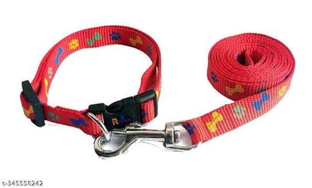 Multicolor pet neck collar and 5-foot leash set with 0.1-inch belt, suitable for small pets, displayed with the pet bed.