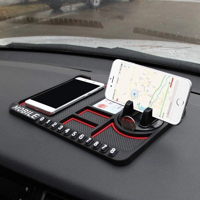 18057 car mobile holder with anti-slip silicone pad, dashboard mount, and secure grip for smartphones.