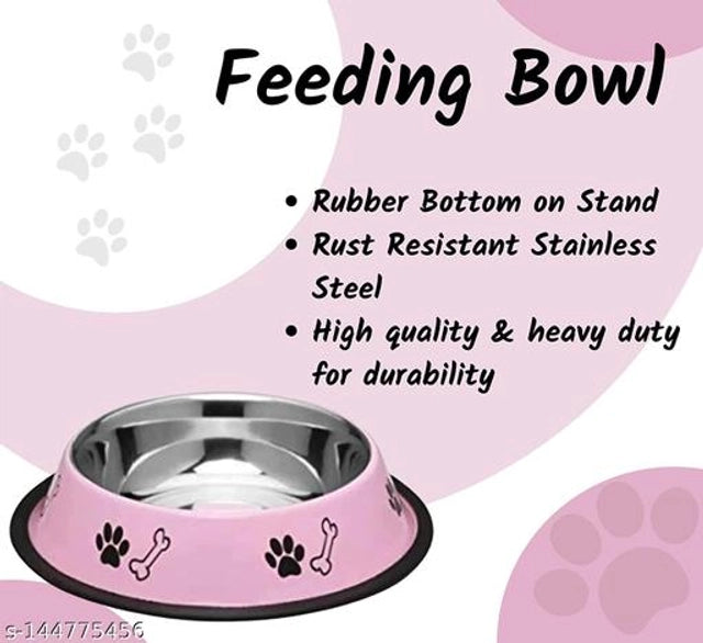 Multicolor stainless steel pet feeding bowl with 400 ml capacity, designed for pets, featuring a durable, easy-to-clean surface.