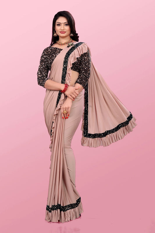 Maroon lycra blend solid saree for women, 6.3 meters, featuring a smooth, elegant fabric with a plain design.
