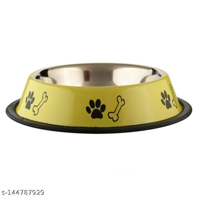Multicolored stainless steel pet feeding bowl with 400 ml capacity, designed for pets, featuring a durable and sleek look.