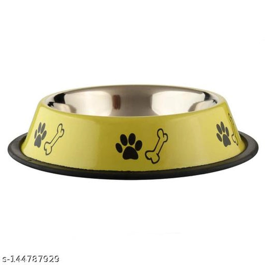 Multicolored stainless steel pet feeding bowl with 400 ml capacity, designed for pets, featuring a durable and sleek look.