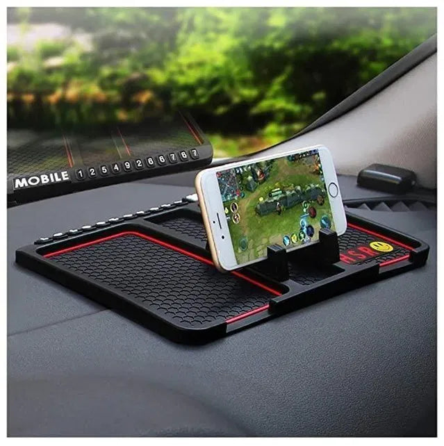Car mobile holder for dashboard by 18049, securely grips smartphones with adjustable design for easy access and visibility.