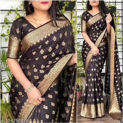 Brown Jacquard saree for women with intricate woven patterns, 6.3 meters long, from the 6246 brand.