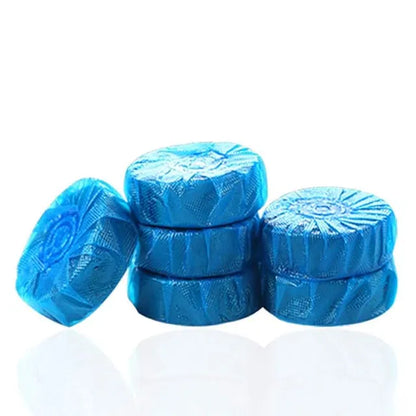 22123 toilet cleaner tablets for bowl cleaning and deodorizing, shown in a bathroom setting with 10 white cleaning tablets.