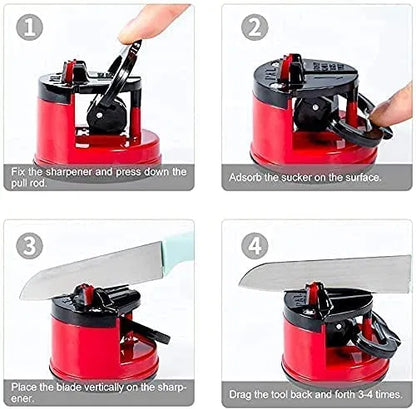 Manual knife sharpener by 19357 with textured grip and sharpening slots, designed for easy manual knife sharpening.