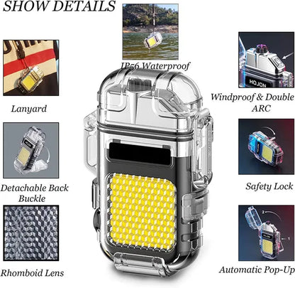 Black metal LED flashlight lighter with LED strip design, featuring a compact and durable construction by 19333.