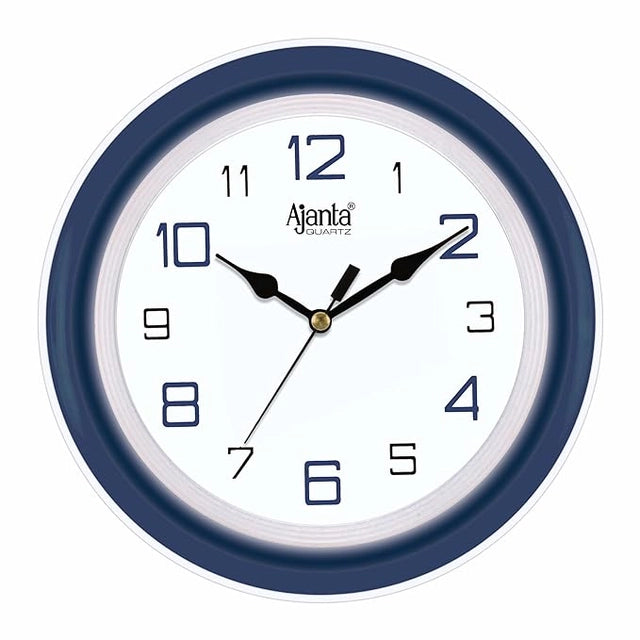 White designer wall clock by 1238, featuring a modern round face with minimalist black hands and sleek contemporary style.