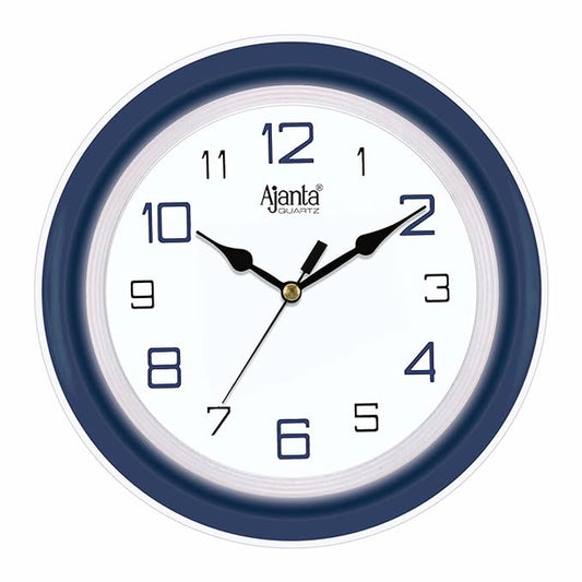 White designer wall clock by 1238, featuring a modern round face with minimalist black hands and sleek contemporary style.