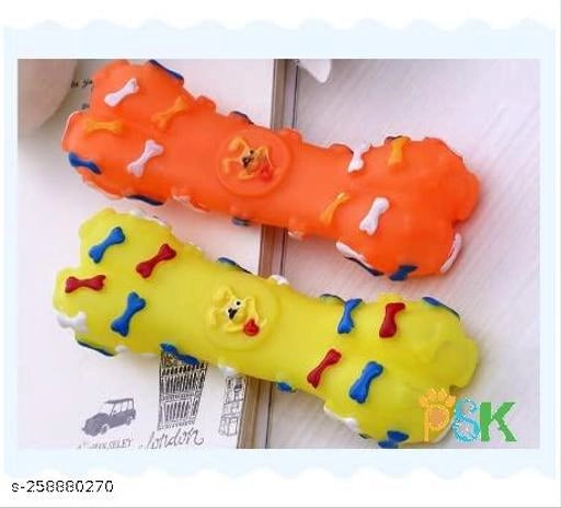Colorful squeaky bone chew toys for pets, featuring durable design in a pack of two from 15929 pet brand.