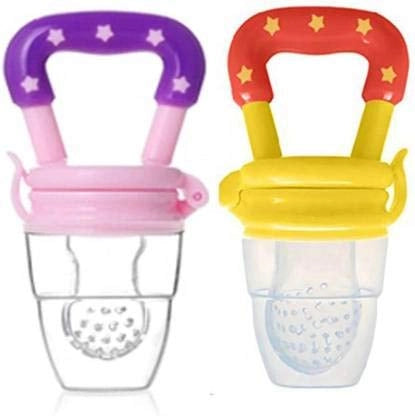 Multicolor baby fruit and vegetable feeders from 18057, designed for safe feeding and easy gripping for infants.