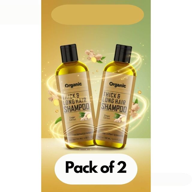 Two bottles of 1316 Thick & Long Hair Shampoo and Hair Spray, showcasing the product packaging and branding.