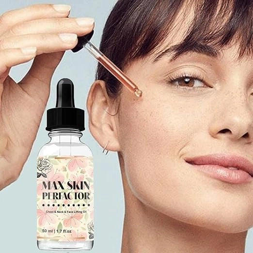 Herbal oil serum bottle labeled Skin Perfector Express Rejuvenation Serum by 31092, with herbal ingredients and natural oils visible.