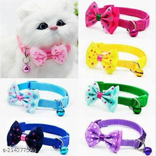 Pair of multicolor cat collar belts from 15929, featuring adjustable pet accessories for cats, shown on a white background.