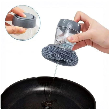 Pair of 18279 2-in-1 liquid soap dispensing brushes with soap holders, featuring ergonomic handles and transparent soap reservoirs.