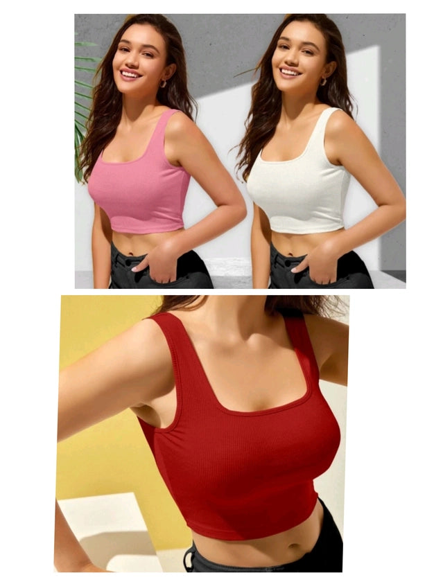 Set of three multicolor cotton blend women's solid tops, size small, from 18594, featuring casual fit and short sleeves.