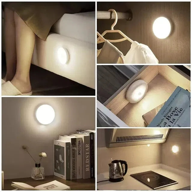 Wireless LED night lights with motion sensors, USB charging, smart home lighting, in a pack of two, brand 4485.