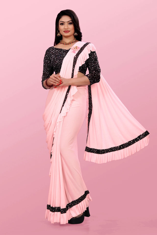 Maroon lycra blend solid saree for women, 6.3 meters, featuring smooth fabric and elegant drape, from brand 6706.