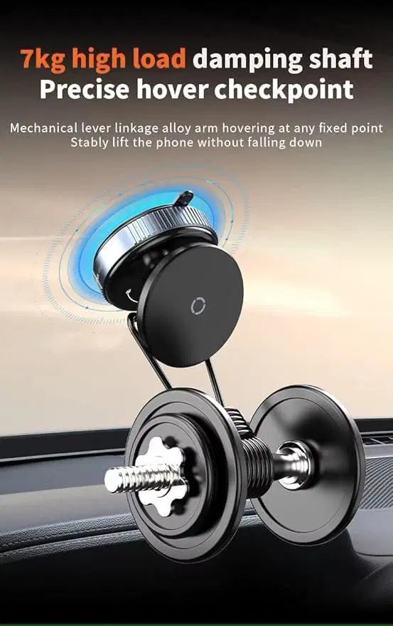 Magnetic suction phone holder for cars by 1238, showing the holder attached to a car dashboard with a smartphone secured in place.
