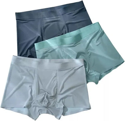 Men's Ice Silk Briefs Boxers by 34751, pack of 3, lightweight and breathable men's underwear in sleek ice silk fabric.