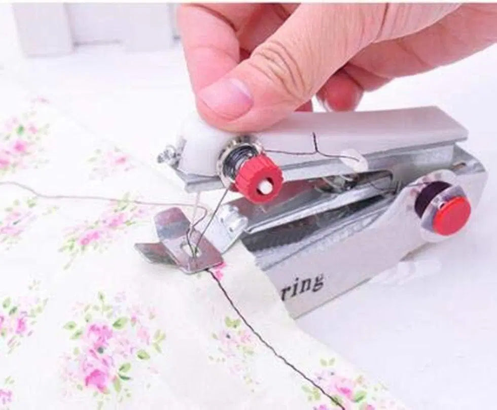 Portable 1238 sewing machine with compact design, featuring a built-in handle and threading dial for easy sewing on the go.