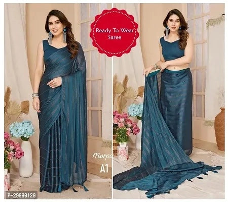 Bottle green georgette striped saree for women, 6.3 meters, featuring elegant design and lightweight fabric from brand 6706.