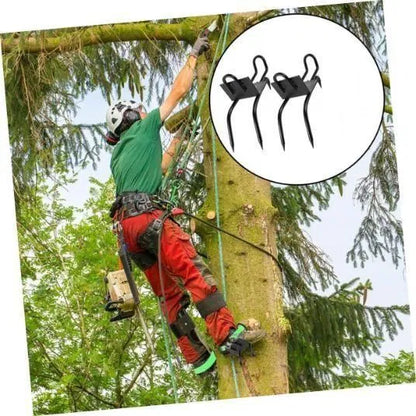Pair of multi-tool tree climbing gear for gardening, featuring adjustable straps and durable metal components.