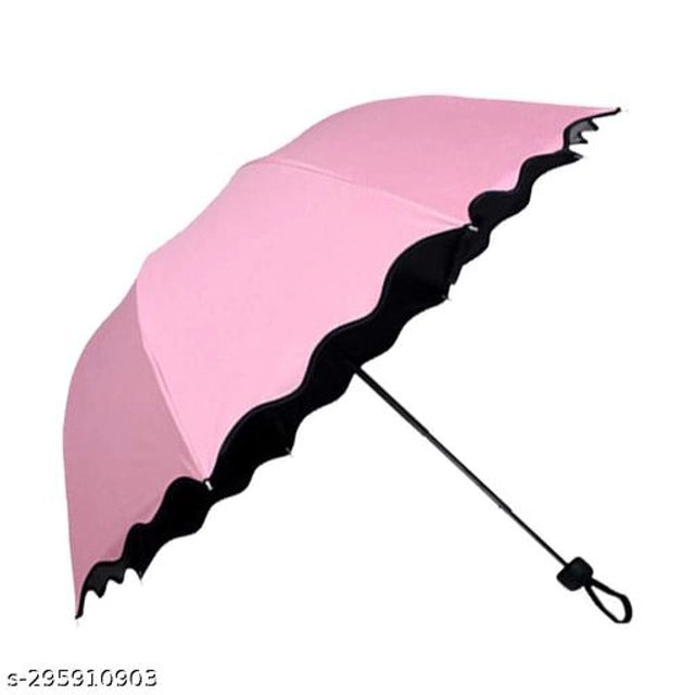 Pink nylon compact umbrella with pet bed design, lightweight and portable for outdoor use, branded 15929.