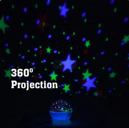 Star Master Projector Night Lamp from 18281, showing a starry sky projection with a sleek, modern design in a dark room.