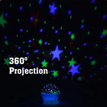 Star Master Projector Night Lamp from 18281, showing a starry sky projection with a sleek, modern design in a dark room.