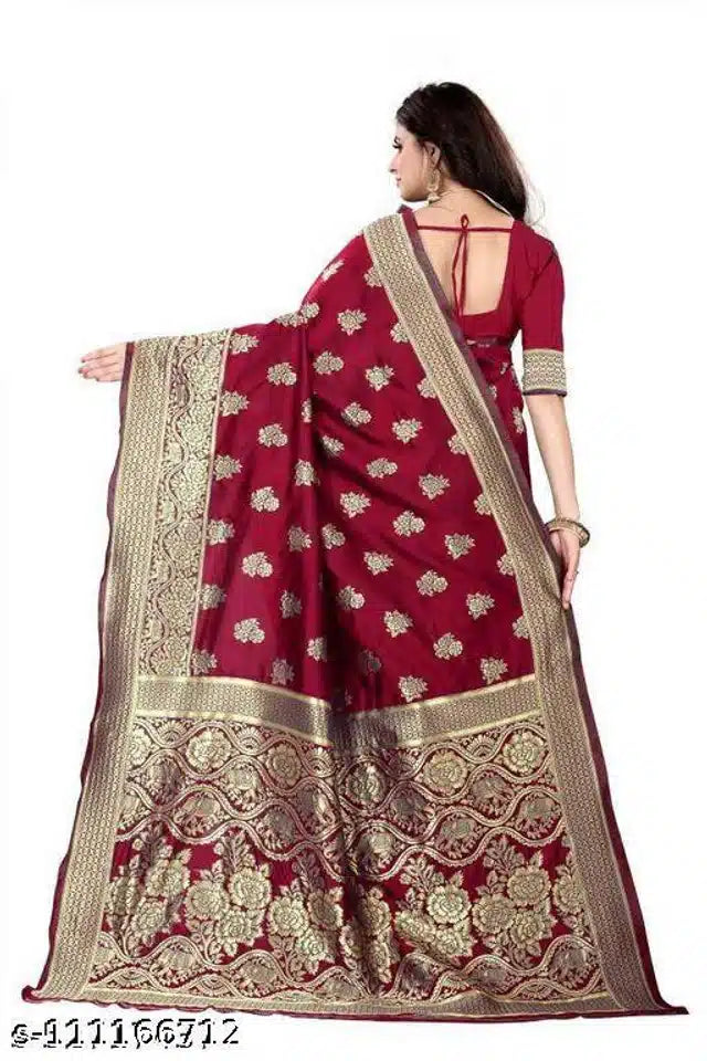 Purple Banarsi Silk Saree for women with intricate gold zari work, 6.3 meters long, from brand 6246.