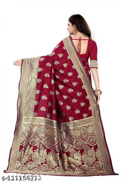 Purple Banarsi Silk Saree for women with intricate gold zari work, 6.3 meters long, from brand 6246.