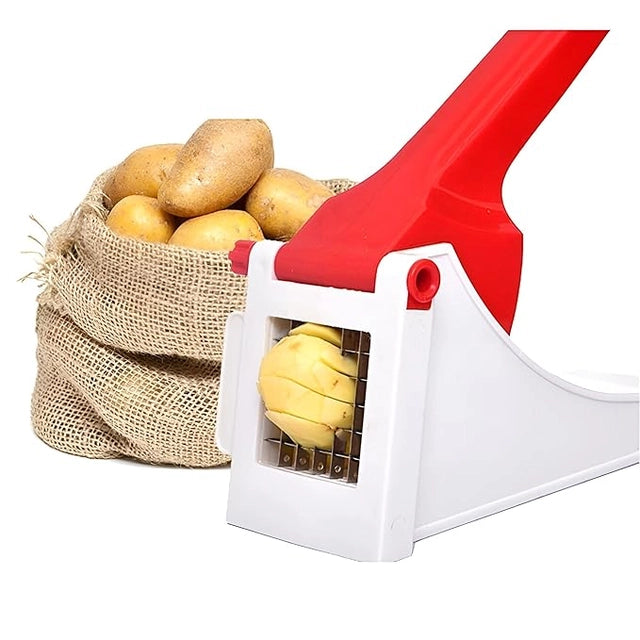 Heavy duty vegetable manual chopper and chipper with stainless steel blades and ergonomic handle for efficient vegetable processing.