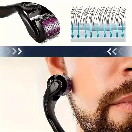 Titanium derma roller with 0.5mm microneedles for hair scalp treatment, compact pack of 1, from 19378 in hair rollers and curlers collection.