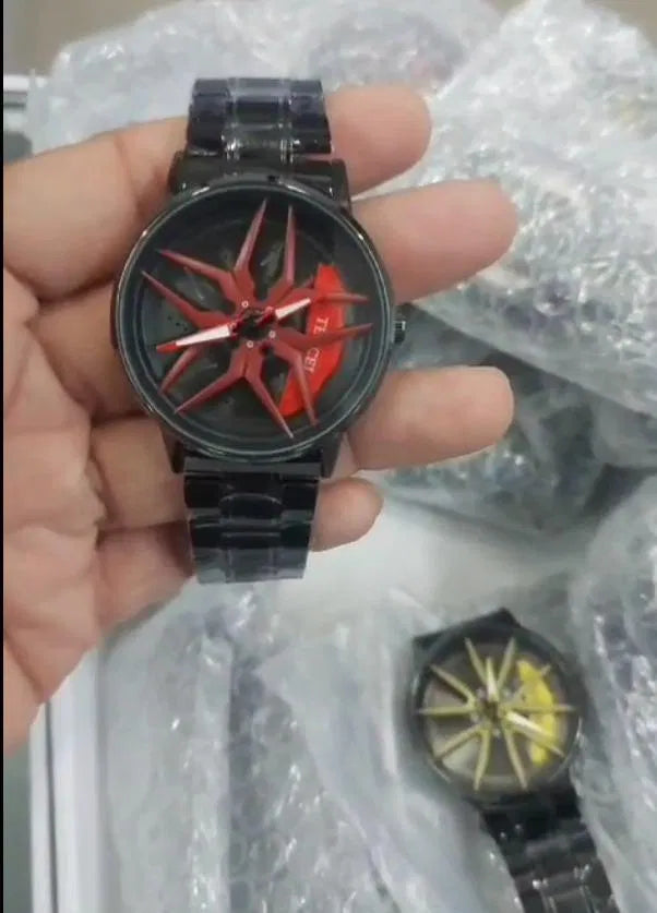 Mens digital watch with stereoscopic car wheel design, branded 6493, featuring a modern, sporty look and digital display.