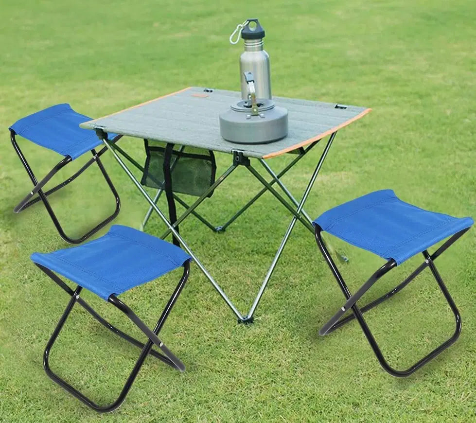 Small folding camping stool chair from 1238, compact survival kit seat with sturdy legs and portable design for outdoor use.