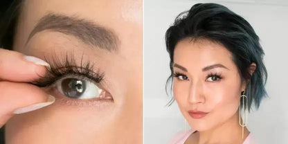 1238 Bonjour 3D false eyelashes with glue, natural-looking false eye lashes for enhanced eye makeup.