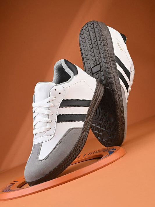 Anjrs Men's casual sports shoes in black with white sole, designed for running and everyday comfort for boys and men.